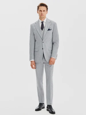 PAKO LORENTE - Gładki szary garnitur męski