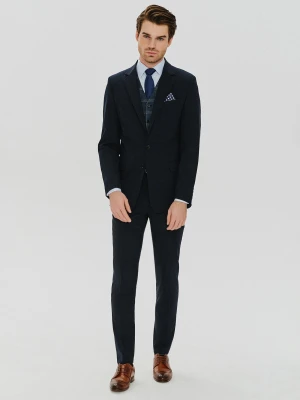 PAKO LORENTE – Gładkie granatowe spodnie garniturowe