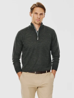 PAKO LORENTE – Grafitowy sweter męski ze stójką