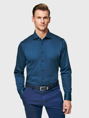 PAKO LORENTE - Granatowa dzianinowa koszula męska