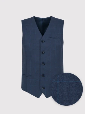 PAKO LORENTE – Granatowa kamizelka męska w kratę