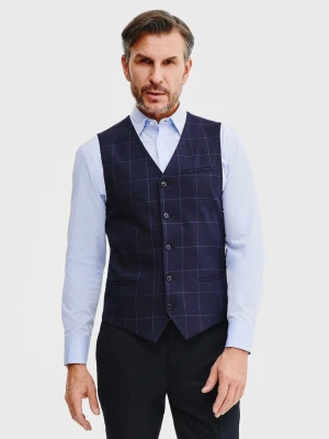 PAKO LORENTE – Granatowa kamizelka męska w kratę