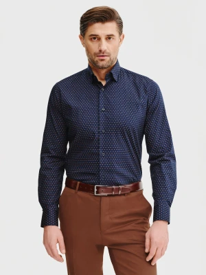 PAKO LORENTE – Granatowa koszula męska mikrowzór