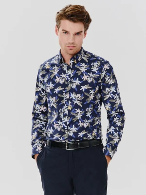 PAKO LORENTE – Granatowa koszula męska w kwiaty