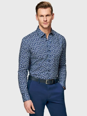 PAKO LORENTE - Granatowa koszula męska w kwiaty