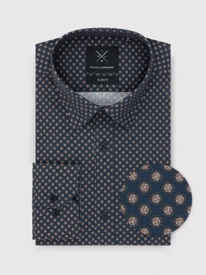 PAKO LORENTE - Granatowa koszula męska w mikrowzór