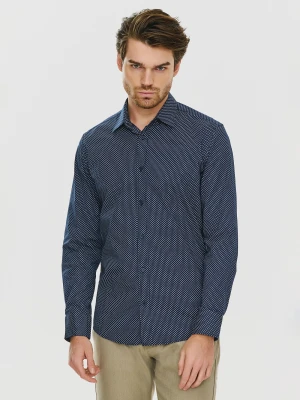 PAKO LORENTE – Granatowa koszula w drobny wzór P24SF-1X-027-G-S - Pako Lorente