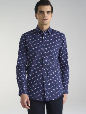 PAKO LORENTE – Granatowa koszula w kolibry