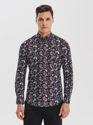 PAKO LORENTE – Granatowa koszula w kwiaty