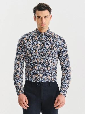 PAKO LORENTE - Granatowa koszula w kwiaty