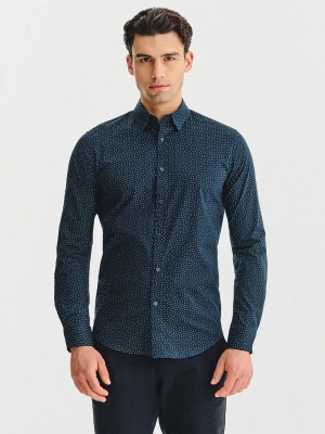 PAKO LORENTE – Granatowa koszula we wzór geometryczny