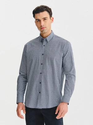 PAKO LORENTE – Granatowa koszula we wzór geometryczny