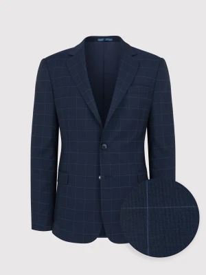 PAKO LORENTE – Granatowa marynarka garniturowa w delikatną kratę