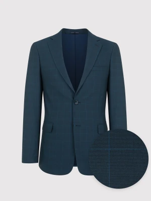 PAKO LORENTE – Granatowa marynarka garniturowa w delikatną niebieską kratkę