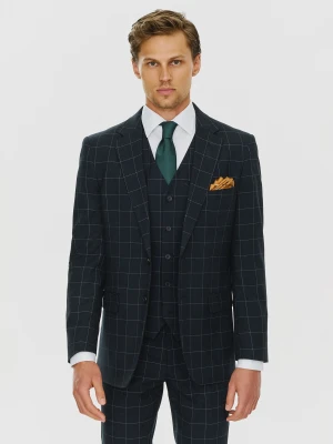 PAKO LORENTE – Granatowa marynarka garniturowa w kratę