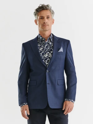 PAKO LORENTE – Granatowa marynarka garniturowa w subtelną kratę