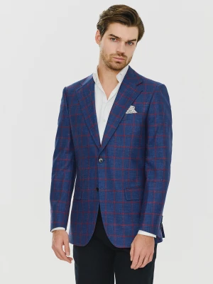 PAKO LORENTE – Granatowa marynarka w czerwoną kratę