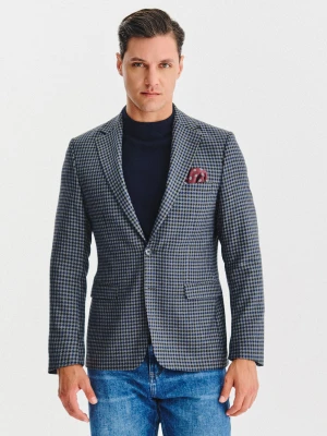 PAKO LORENTE – Granatowa marynarka w drobną kratę