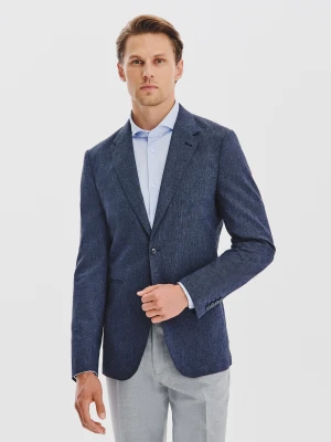 PAKO LORENTE - Granatowa marynarka w prążek z lnem