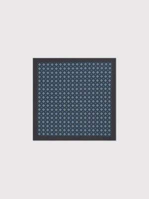 PAKO LORENTE – Granatowa poszetka w kwiaty z szarą obwódką