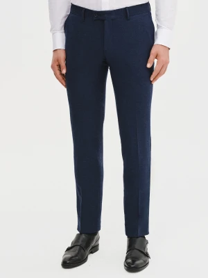 PAKO LORENTE - Granatowe spodnie ganiturowe z lnem