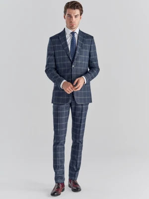 PAKO LORENTE – Granatowe spodnie garniturowe P21WF-6G-032-G