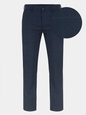 PAKO LORENTE – Granatowe spodnie męskie DORJE w delikatną kratę P000B-WX-213-G
