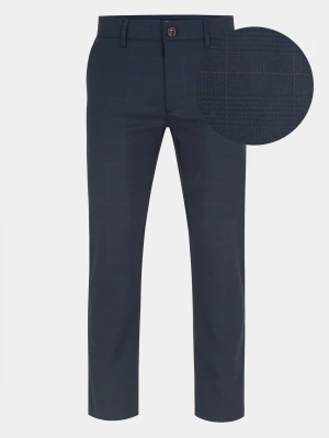 PAKO LORENTE – Granatowe spodnie męskie NIMA w subtelną kratę P000B-WX-214-G
