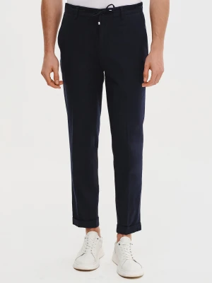 PAKO LORENTE - Granatowe spodnie męskie z lnem