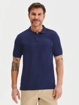 PAKO LORENTE - Granatowy gładki t-shirt polo