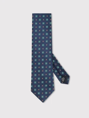 PAKO LORENTE - Granatowy krawat męski w drobny wzór
