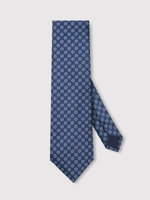 PAKO LORENTE - Granatowy krawat męski w kwiaty