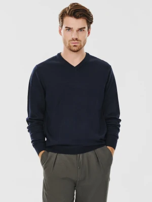 PAKO LORENTE – Granatowy męski sweter w serek