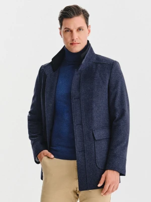 PAKO LORENTE – Granatowy płaszcz męski