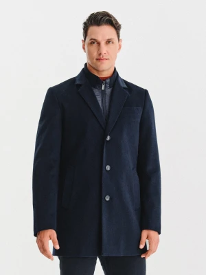 PAKO LORENTE – Granatowy płaszcz męski z wełną