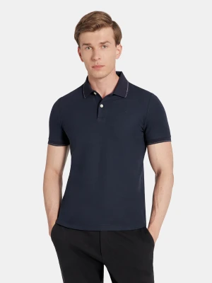 PAKO LORENTE - Granatowy t-shirt polo na guziczki