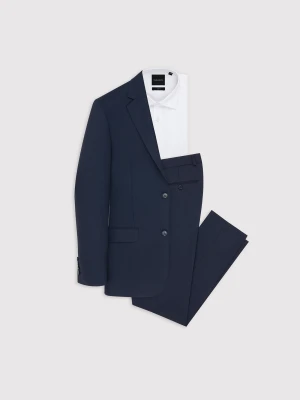 PAKO LORENTE - Granatowy wełniany garnitur męski