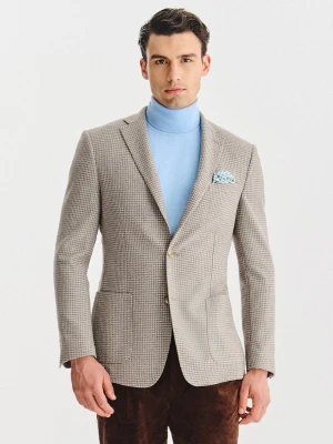 PAKO LORENTE - Jasnobrązowa marynarka w drobną kartkę