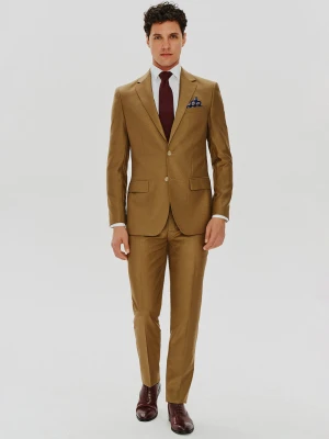 PAKO LORENTE – Jasnobrązowe garniturowe spodnie męskie z wełną