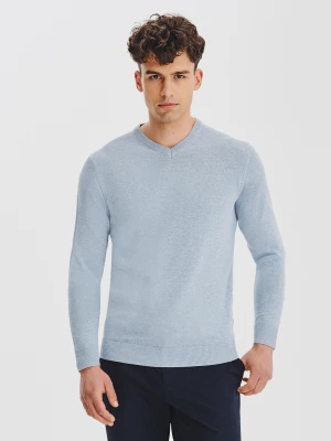 PAKO LORENTE - Jasnoniebieski sweter męski v-neck