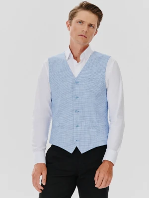 PAKO LORENTE – Jednorzędowa kamizelka męska w drobną kratę