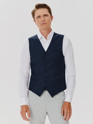 PAKO LORENTE – Jednorzędowa kamizelka męska w kolorze granatowym