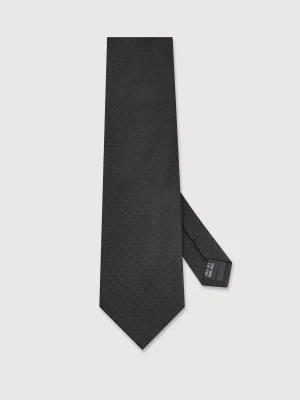 PAKO LORENTE – Jedwabny czarny krawat z monogramem PL