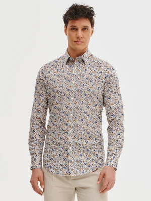 PAKO LORENTE - Koszula męska w pomarańczowe i niebieskie kwiaty