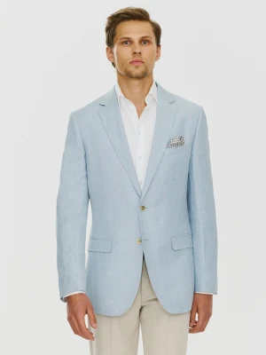 PAKO LORENTE – Lniana marynarka męska w kolorze niebieskim