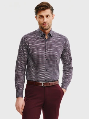 PAKO LORENTE – Męska koszula w bordowy mikrowzór
