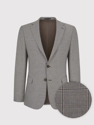 PAKO LORENTE – Męska marynarka garniturowa w kratę w brązowych tonach