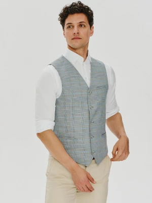 PAKO LORENTE – Męska szara kamizelka w kratę