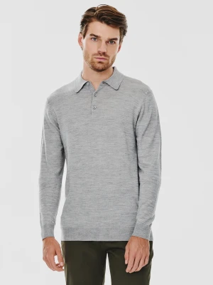 Zdjęcie produktu PAKO LORENTE – Męski szary sweter z kołnierzykiem polo