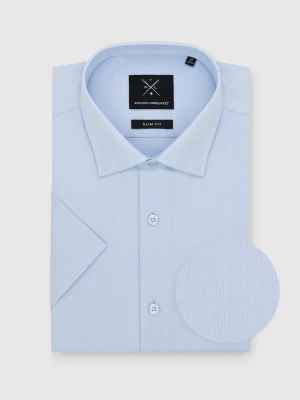 PAKO LORENTE - Niebieska bawełniana koszula męska z krótkim rękawem